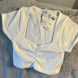 Gilly hicks White Ribbed cropped Top